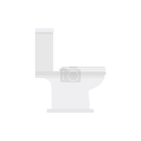 Illustration for Toilet bowl flat design vector illustration. Toilet seat, bowl side view flat style on white background. Restroom, lavatory, privy, closet, loo water closet. - Royalty Free Image