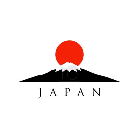 Berg mit aufgehender Sonne japanischen Logo Vektor Illustration. mount fuji logo Vektor isoliert. Illustration des Berges Fuji, Japan. Bestes Fuji-Logo im eleganten Stil. Gebirgsfujiyama .