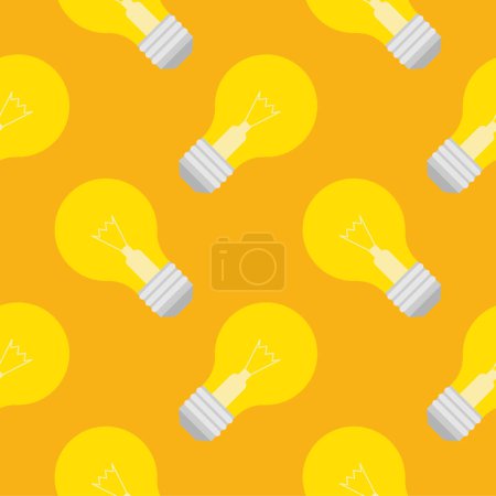 Illustration for Light bulb Seamless Pattern Vector Illustration. Concept for inspiration of big ideas, innovation. Isolated on color background. - Royalty Free Image