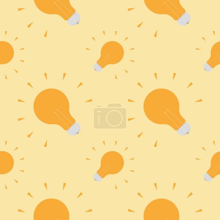 Illustration for Light bulb Seamless Pattern Vector Illustration. Concept for inspiration of big ideas, innovation. Isolated on color background. - Royalty Free Image