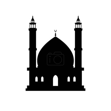 Illustration for Flat mosque silhouette vector illustration. Islamic mosque buildings in silhouette for background element design. Muslim Mosque Silhouette. Ramadan ramadhan kareem. eid mubarak. - Royalty Free Image