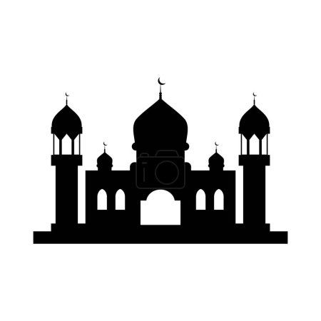 Illustration for Flat mosque silhouette vector illustration. Islamic mosque buildings in silhouette for background element design. Muslim Mosque Silhouette. Ramadan ramadhan kareem. eid mubarak. - Royalty Free Image