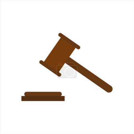 Judge Wood Hammer flat design vector illustration, flat design, auction, judgment. Gavel judge isolated on a white background. Wooden gavel law concept. Flat cartoon style.