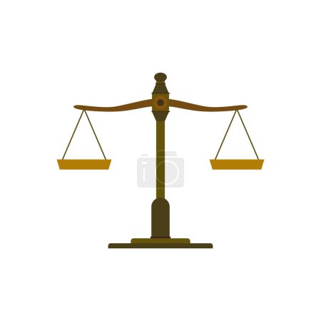Justice Scales illustration vectorielle. Cabinet d'avocats, cabinets d'avocats, inspiration design logo luxe. Symbole d'équilibre juridique. Balance en design plat. Justice, mesure, choix et concept d'équilibre.