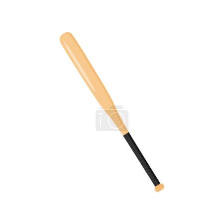 batte de baseball dessin plat illustration vectorielle isolé sur fond blanc. Élément de design décoratif, batte de baseball, outil pour frapper la balle, jeu de sport américain. bâton de baseball en bois.