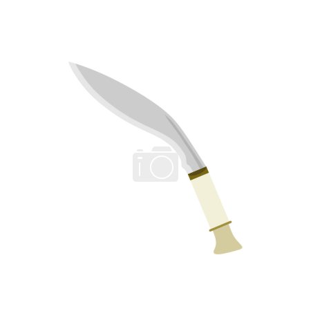 Ilustración de Cuchillo kukri diseño plano vector ilustración. Icono de cuchillo Gurkha en estilo plano de moda aislado sobre fondo blanco. Machete, hoja Kukri de infantería de color plano - Imagen libre de derechos