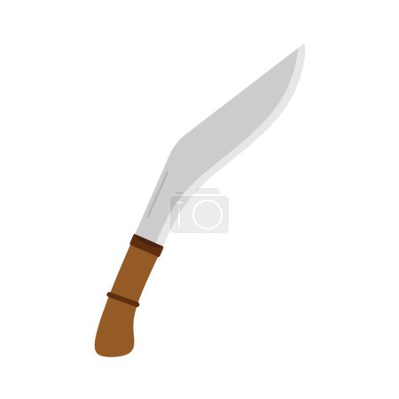 Ilustración de Cuchillo kukri diseño plano vector ilustración. Icono de cuchillo Gurkha en estilo plano de moda aislado sobre fondo blanco. Machete, hoja Kukri de infantería de color plano - Imagen libre de derechos