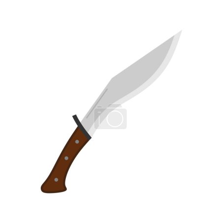 cuchillo kukri diseño plano vector ilustración. Icono de cuchillo Gurkha en estilo plano de moda aislado sobre fondo blanco. Machete, hoja Kukri de infantería de color plano