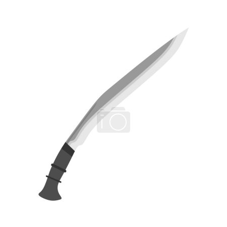 cuchillo kukri diseño plano vector ilustración. Icono de cuchillo Gurkha en estilo plano de moda aislado sobre fondo blanco. Machete, hoja Kukri de infantería de color plano