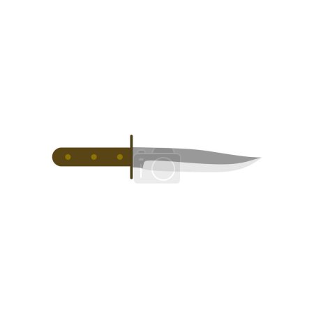 bowie knife flat design vektorillustration isoliert auf weißem hintergrund. Sharp Blade Vektor Farbe Symbol Design, Camping und Outdoor-Symbol, Zeichen für Extremsportausrüstung, Wildlife und Expedition