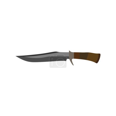 bowie knife flat design vector illustration isolated on white background. Sharp Blade vector color icon design, Camping and outdoor symbol, extreme sports equipment sign, Wildlife and Expedition