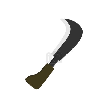 billhook flat design vector illustration isolated color vector on white background. This cutting tool is used to slice string, cut flowers, prune vines, trimming vines and graft trees.