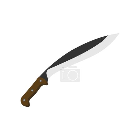 Illustration for Kukri Gurkha Sword flat design vector illustration isolated on white background, Kukri machete knife. Army Survival Combat Nepal Gurkha Blade Vector - Royalty Free Image