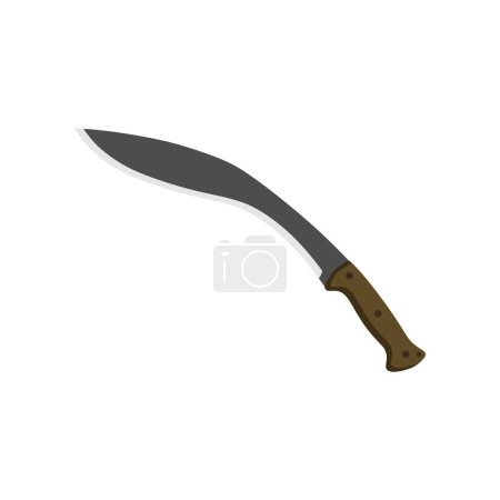 Kukri Gurkha Sword flat design vector illustration isolated on white background, Kukri machete knife. Army Survival Combat Nepal Gurkha Blade Vector