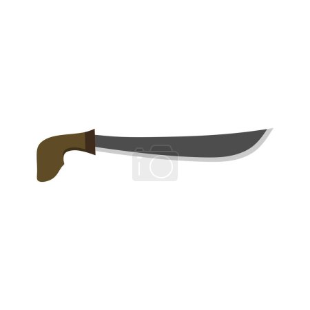 golok machete flat design vector illustration isolated on white background. Combat weapon blades, vector model types. Trapper sword and hunter knife blades. Protection concept. Warrior blades
