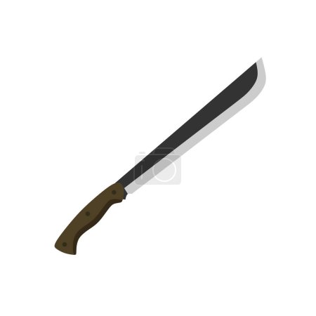latin machete flat design illustration isolated on white background. cutlass, a large curved knife with a broad blade, vector illustration.