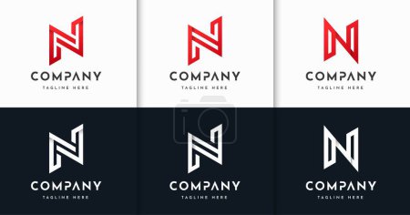 Bundle set of letter N monogram logo design concept. Initial symbol for corporate business identity. Alphabet vector element