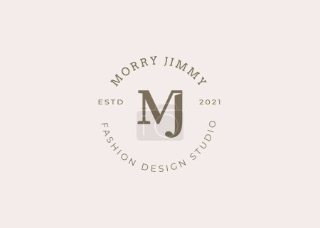 Foto de Plantilla de diseño de logotipo de letra M J inicial minimalista, estilo vintage, ilustraciones vectoriales - Imagen libre de derechos