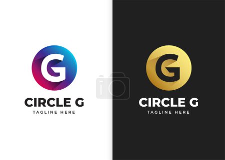 Foto de Letra G logo vector ilustración con diseño de forma de círculo - Imagen libre de derechos