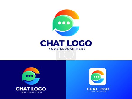Foto de Letra C con el diseño del logotipo del icono de chat diseño creativo emblema hablar. carta inicial icono marca plantilla - Imagen libre de derechos