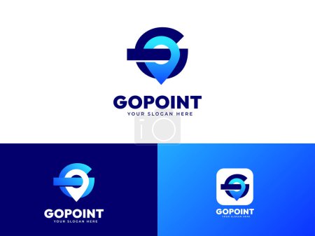 Ilustración de Letra G y punto pin elemento logo conjunto con diseño de gradiente geométrico - Imagen libre de derechos