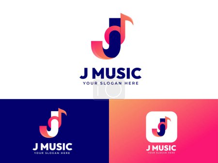 Foto de Letra J logo design with music note icon modern illustration vector design template - Imagen libre de derechos