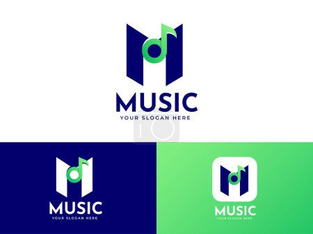 Illustration for Letter M logo design with music element - Royalty Free Image