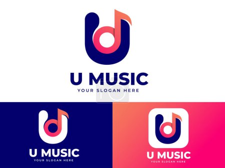 Foto de Logotipo minimalista de letra U con concepto de elemento de música y nota - Imagen libre de derechos