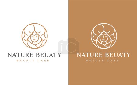 Illustration for Woman logo with modern line art style for beauty salon design template - Royalty Free Image