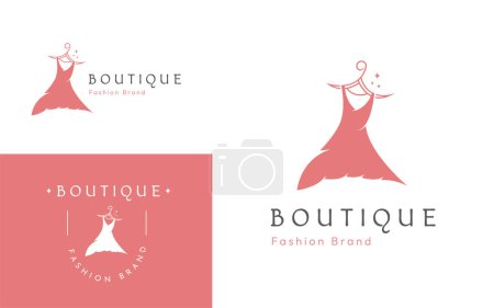 Foto de Boutique de moda y logotipo de la tienda, etiqueta, emblemas con la línea de vestidos de arte plantilla de diseño - Imagen libre de derechos