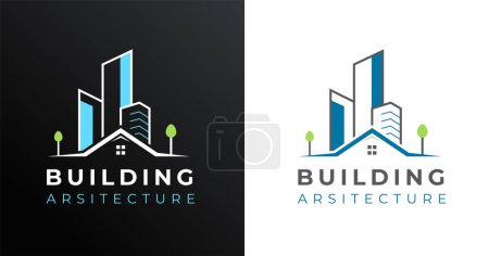 Simple elegant city house building architecture real estate logo template