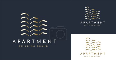 Real estate apartment building construction line style logo template
