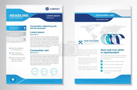 Illustration for Template vector design for Brochure, Annual Report, Magazine, Poster, Corporate Presentation, Portfolio, Flyer, layout modern with  blue color size A4, Front and back, Easy to use and edit. - Royalty Free Image
