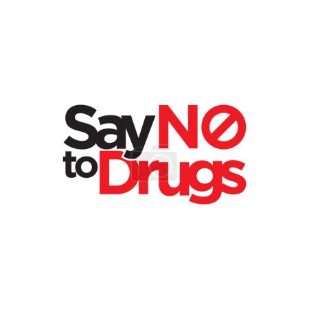 Illustration for Quote Say No To Drugs white stop icon vector illustration. - Royalty Free Image