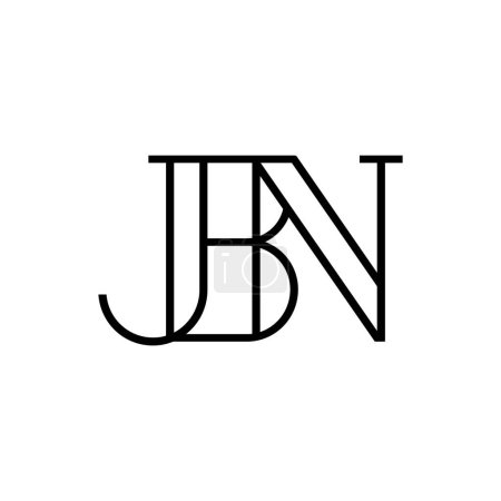 Ilustración de Línea diseño del logotipo de JBN aislado sobre fondo blanco. - Imagen libre de derechos
