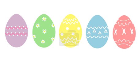 Illustration for Easter web banner with colorful painted Easter eggs. Easter eggs with different texture. Vector illustration EPS10 - Royalty Free Image