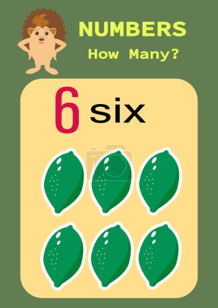 Illustration for Numbers.Digital card with the image of fruits. Counting game for children. Mathematics worksheet for preschoolers. - Royalty Free Image