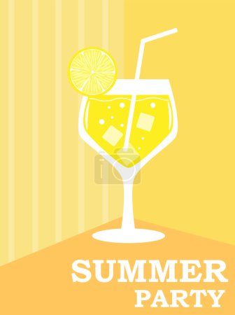 Vector illustration of summer cocktails. Icon, logo advertising flyer for bars and cafes.