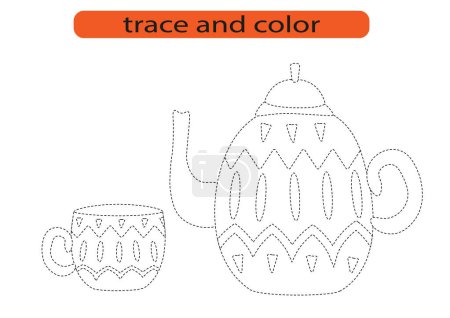 Schreibübungen für Kinder. Zeichnen Sie Linien für Kinder. Spur und Farbe, Färbung. Vektor EPS10