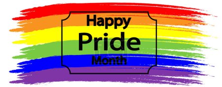 Bannière du mois de la fierté LGBTQ. Rainbow PRIDE mois avec des défilés de festival, des fêtes et des événements sociaux. drapeau arc-en-ciel coloré. Modèle de conception vectorielle. LGBTQIA Pride Month Text. Fierté drapeau vecteur.