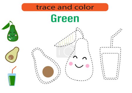 Schreibübungen für Kinder. Zeichnen Sie Linien für Kinder. Spurensuche und Färbung, Früchte und Beeren. Vektor EPS10