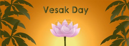 Un fond de lotus serein. Joyeux Vesak Bouddha Purnima Jour ou modèle de salutation. Illustration vectorielle.