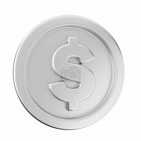 Foto de 3 d renderizado de moneda de plata aislada sobre un fondo blanco. - Imagen libre de derechos