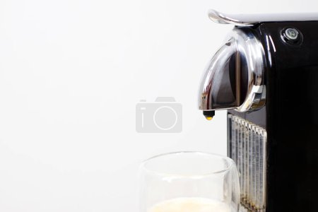close-up capsule coffee machine. Nespresso capsules. natural coffee at home