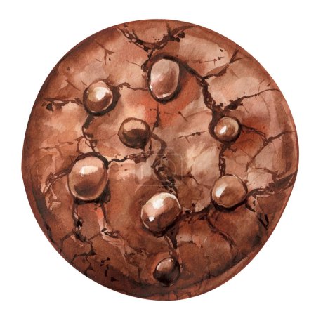 Chocolate chip cookie. Plätzchen-Schokolade auf weißem Hintergrund, süße Aquarell-Illustration, Handzeichnung Malerei. Hochwertige Illustration