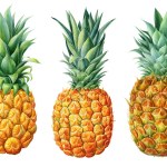 Exotic flower ripe fruit. Pineapple, watercolor botanical painting. High quality illustration