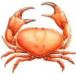 Crab isolated on white background. Watercolor illustration, hand drawing. High quality illustration