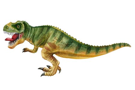 Dinosaur isolated on white background. Hand painted watercolor dinosaurs illustration, T-Rex tyrannosaur realistic drawing. High quality illustration