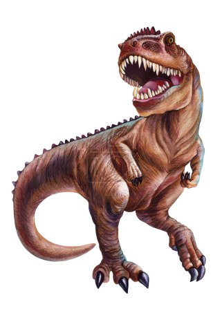Dinosaure isolé sur fond blanc. Illustration de dinosaures aquarelle peinte à la main, dessin réaliste tyrannosaure T-Rex. Illustration de haute qualité