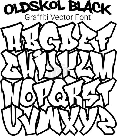 A Graffiti Styled Street Art Font - OldSkol Black.... Jeder Buchstabe ist ein separates Objekt. Machen Sie Ihre eigenen Worte und ändern Sie das Farbschema... Dieses bemerkenswert coole Alphabet ist die perfekte Schrift für
